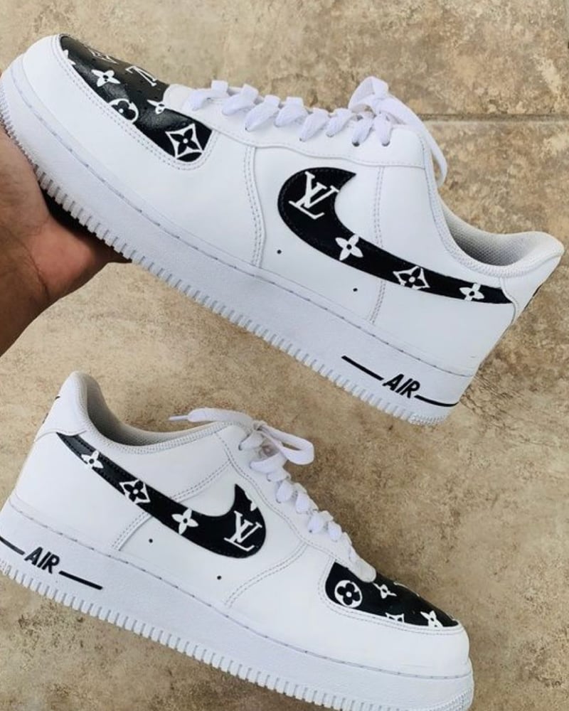 Louis Vuitton Custom Af1 Black Black/White LV AF1 Sonderdesigners