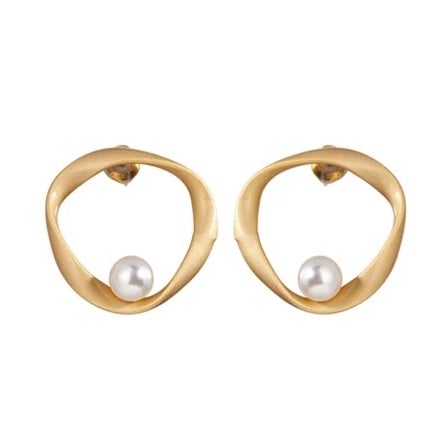Image of Gold and Pearl Circular Studs
