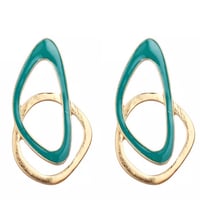 Image 1 of Gold and Green Statement Earrings