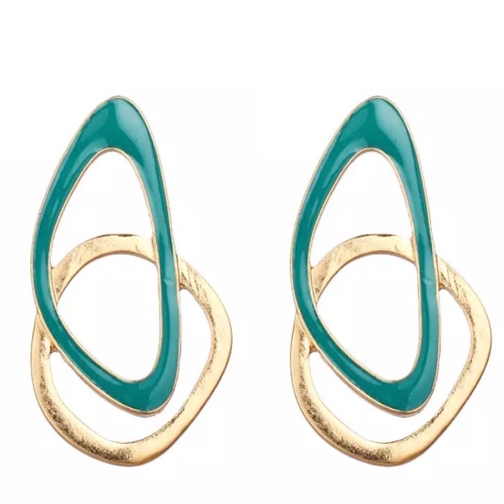 Image of Gold and Green Statement Earrings