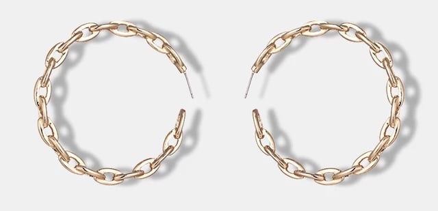Image of Gold Link Hoop Earrings
