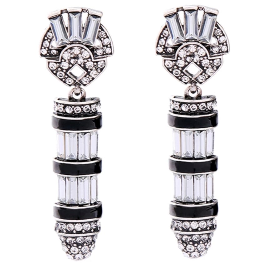 Image of Vintage Style Crystal and Silver Earrings