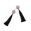 Black Tassel and Crystal Studs