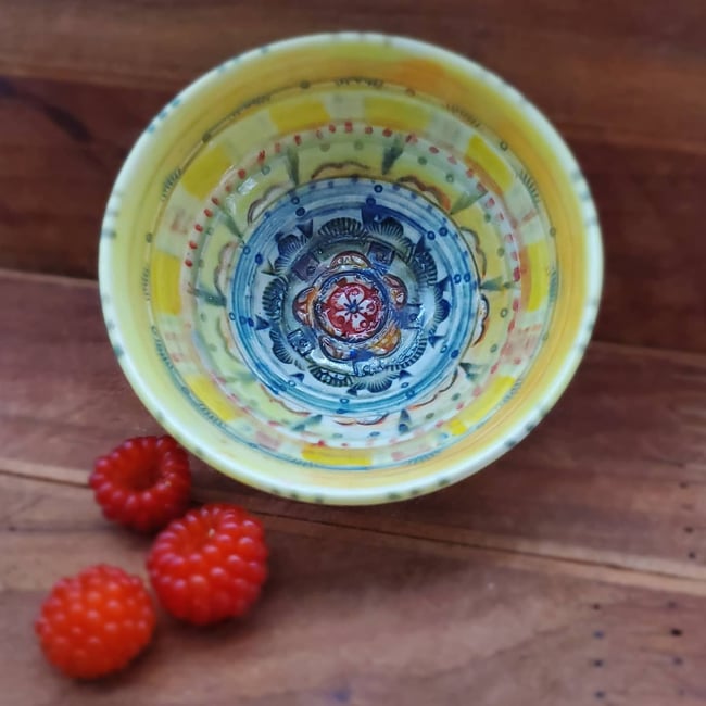 Yellow and Turquoise Mandala Tiny Bowl