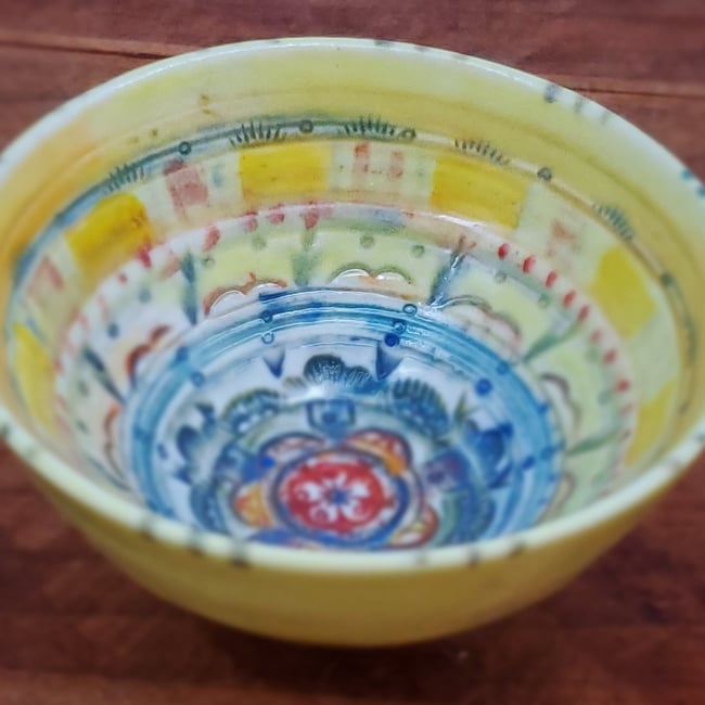 Yellow and Turquoise Mandala Tiny Bowl