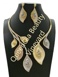 Three Tier Leaves Two Toned 18K Gold Set