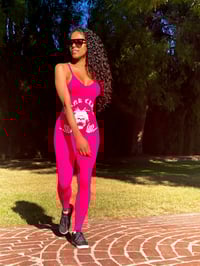 Image 2 of Ladies Stretch Jumpsuit (Pink)
