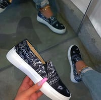 Black Bandana Slip On Sneakers