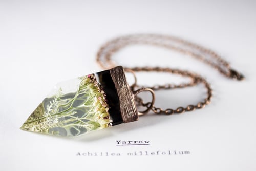 Image of Yarrow (Achillea millefolium) - Small Copper Prism Necklace #1