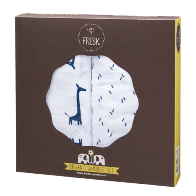 Fresk Indigo Giraffe & Dashes XL Muslin Set