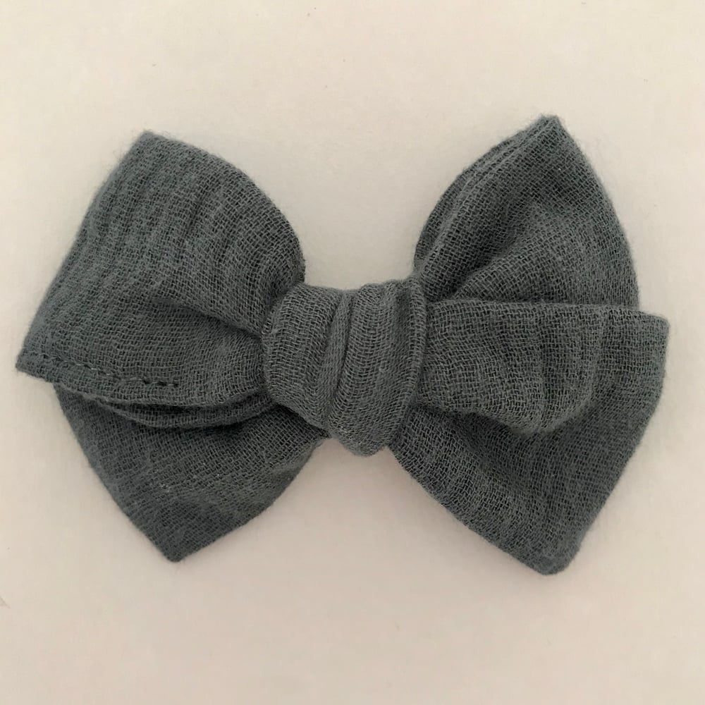 Image of Barrette double gaze vert-gris foncé