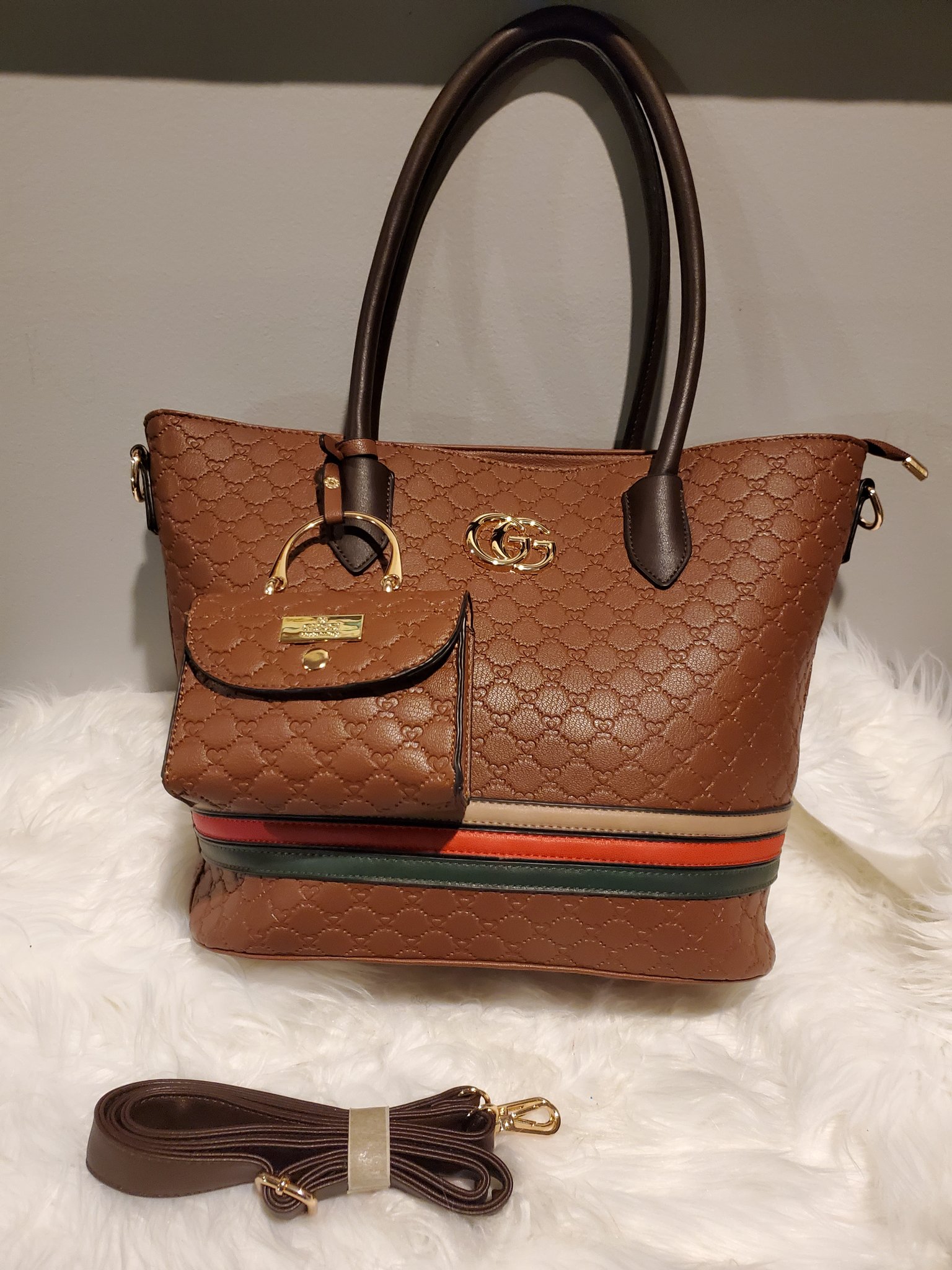  Gucci  Purse  Set Brown  Eunique Boutique