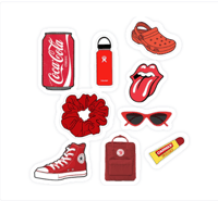 10 PC TRENDY RED VSCO STICKER PACK