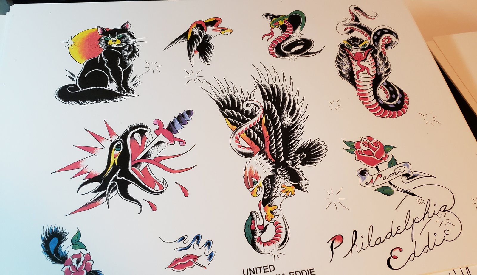 United Philadelphia Eddie tattoo flash set #3