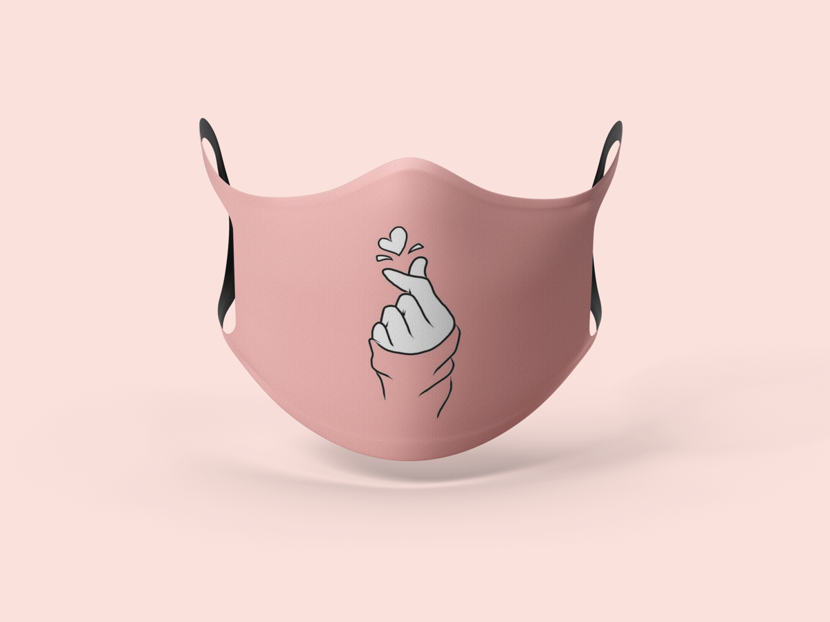 Image of Pink Korean Hearts Face Mask