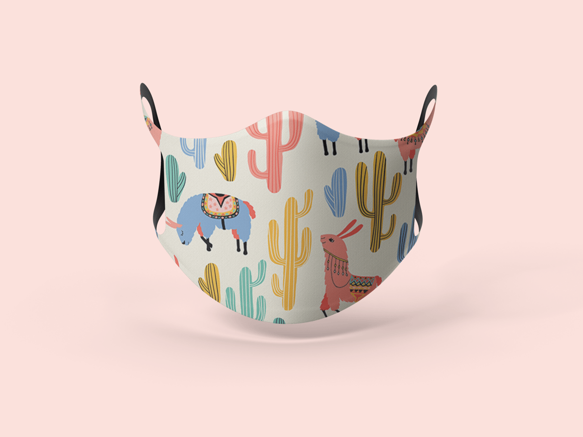 Image of Llama and Cacti Designer Face Mask