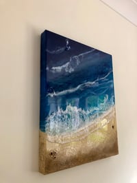 Image 1 of 20" x 16" Ocean/Beach resin painting