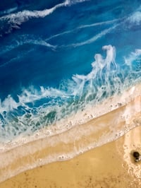 Image 2 of 20" x 16" Ocean/Beach resin painting