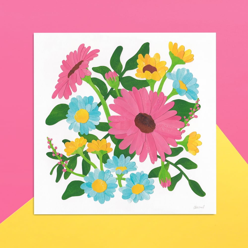 Flowers In Bloom - 21cm Square Print