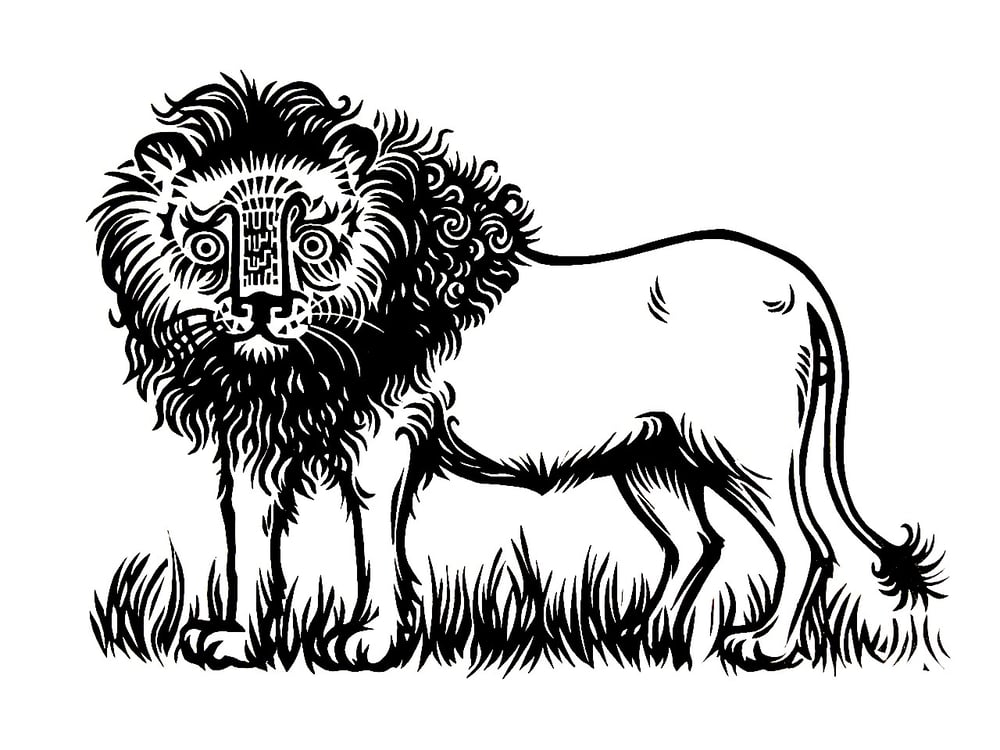 Image of Lion - original linocut print