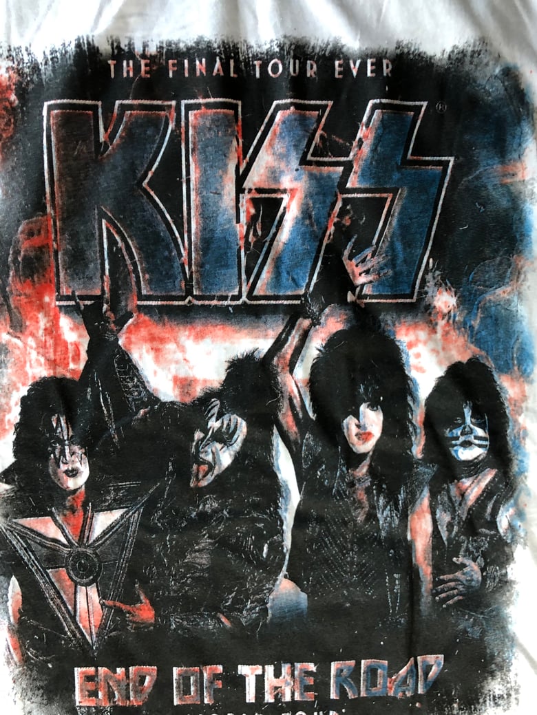 Image of KISS End Of The Road Tour 3/4 Sleeve Style Jersey Gene Simmons Paul Stanley Med.