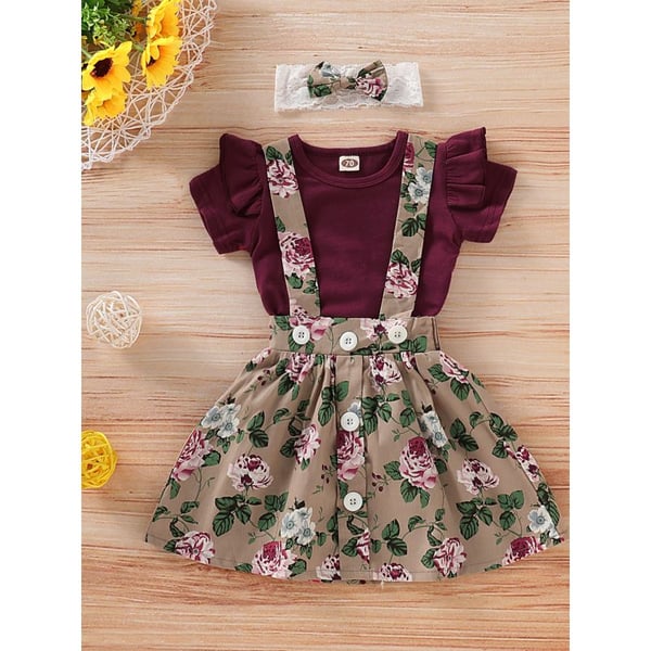 Image of Burgundy Flower Girl 3piece Set