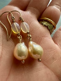 Image 9 of AAA nucleated pearl and Ethiopian opal earrings