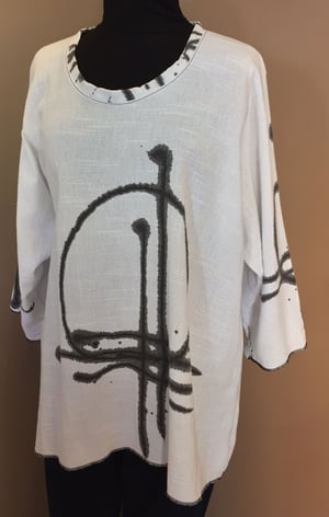 Image of Alison Tunic - white Linen/Cotton - hand painted Sunset Design