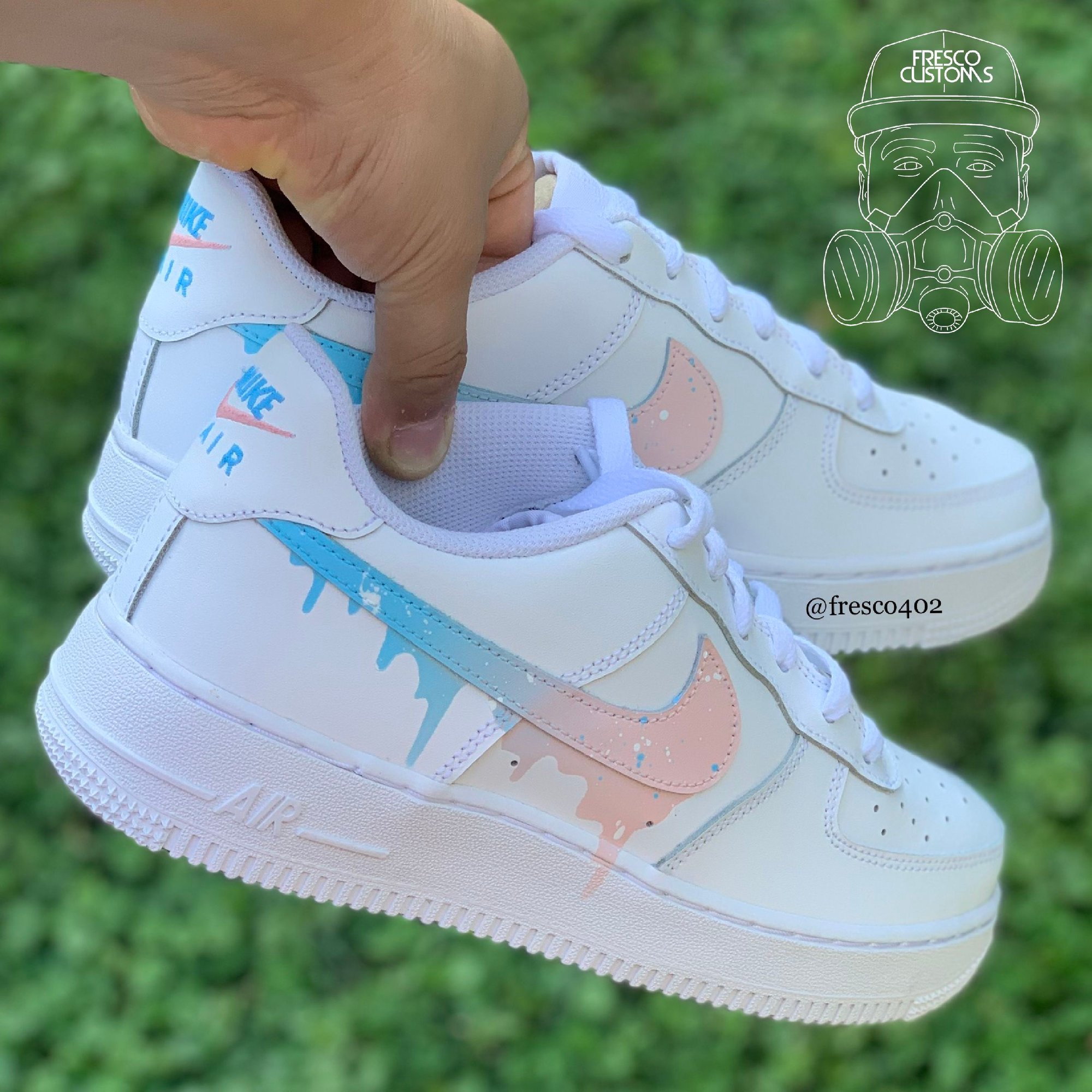 Blue Drip Custom Air Force 1 - Hand Painted AF1 - Custom Forces