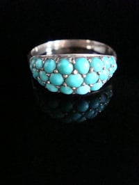 Image 1 of Victorian silver natural turquoise bombe ring