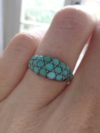 Image 3 of Victorian silver natural turquoise bombe ring