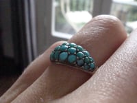 Image 4 of Victorian silver natural turquoise bombe ring