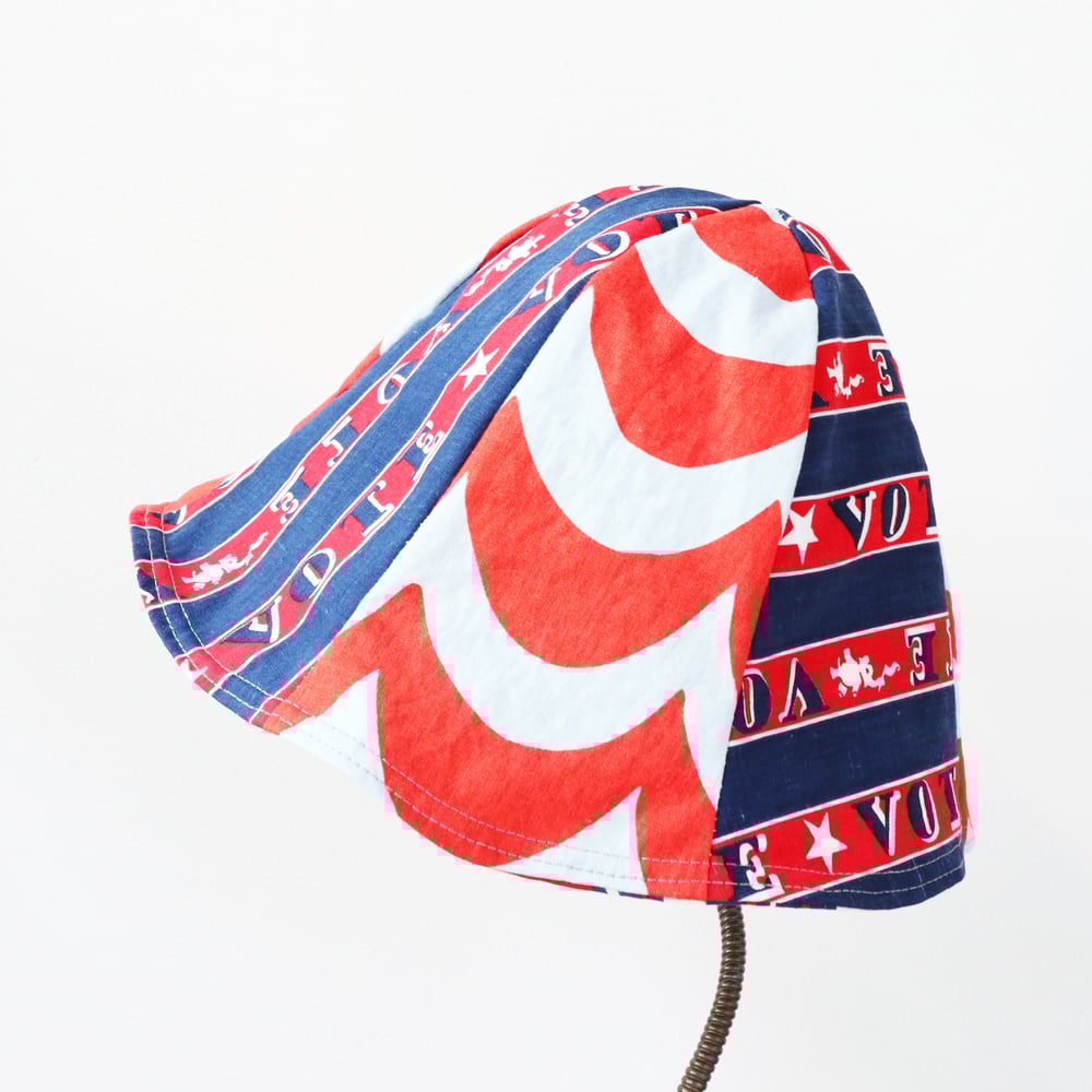 Image of blue orange marimekko  vote tween teen adult vintage fabric six panel bucket hat buckethat sunhat