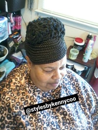 Single Swoop Close Cornrow Updo