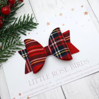 Image 1 of Red Tartan Bow - Choice of Headband or Clip 