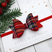 Image 2 of Red Tartan Bow - Choice of Headband or Clip 