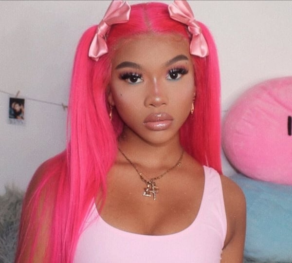 Image of Hot Pink Lace Frontal Wig 100% Human Hair has 