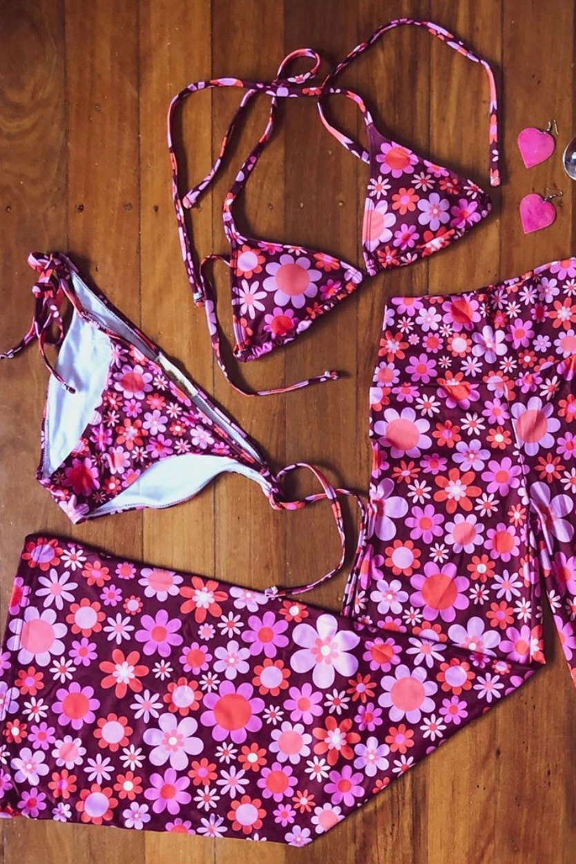 Itsy bitsy tie up bikini in sunny side up pink (XL ready to ship)