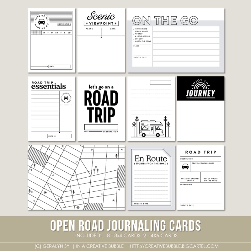 Open Road Journaling Cards (Digital) In a Creative Bubble