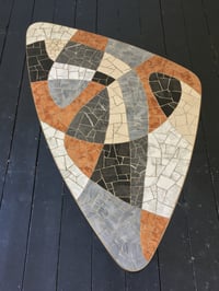 Image 3 of Mid-Century Marble Mosaic Table with Brass Details