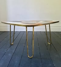 Image 5 of Mid-Century Marble Mosaic Table with Brass Details