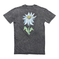 Image 2 of Black Acid Wash Flower Tee