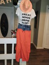 Denim and orange windbreaker skirt