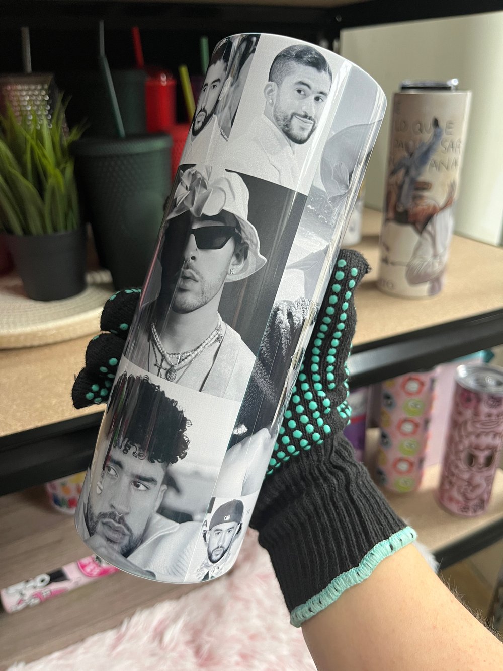 Image of BAD BUNNY COLLAGE 20oz SUBLIMATED STAINLESS STEEL TUMBLER
