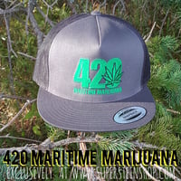 Image 1 of 420 MARITIME MARIJUANA STEEL GREY TRUCKER HAT