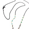 Boho paisley necklace with emeralds and Kingman turquoise