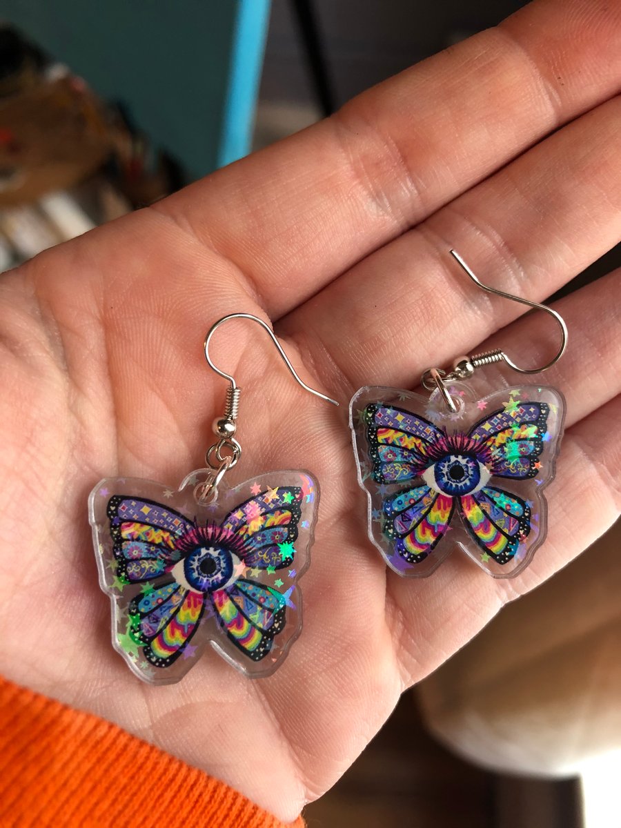 Image of *HOLOGRAPHIC Butterfleye Earrings V2