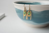 Image 2 of Green Face Brass Earrings