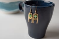 Image 1 of Green Face Brass Earrings