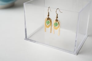 Image of Green Face Brass Earrings